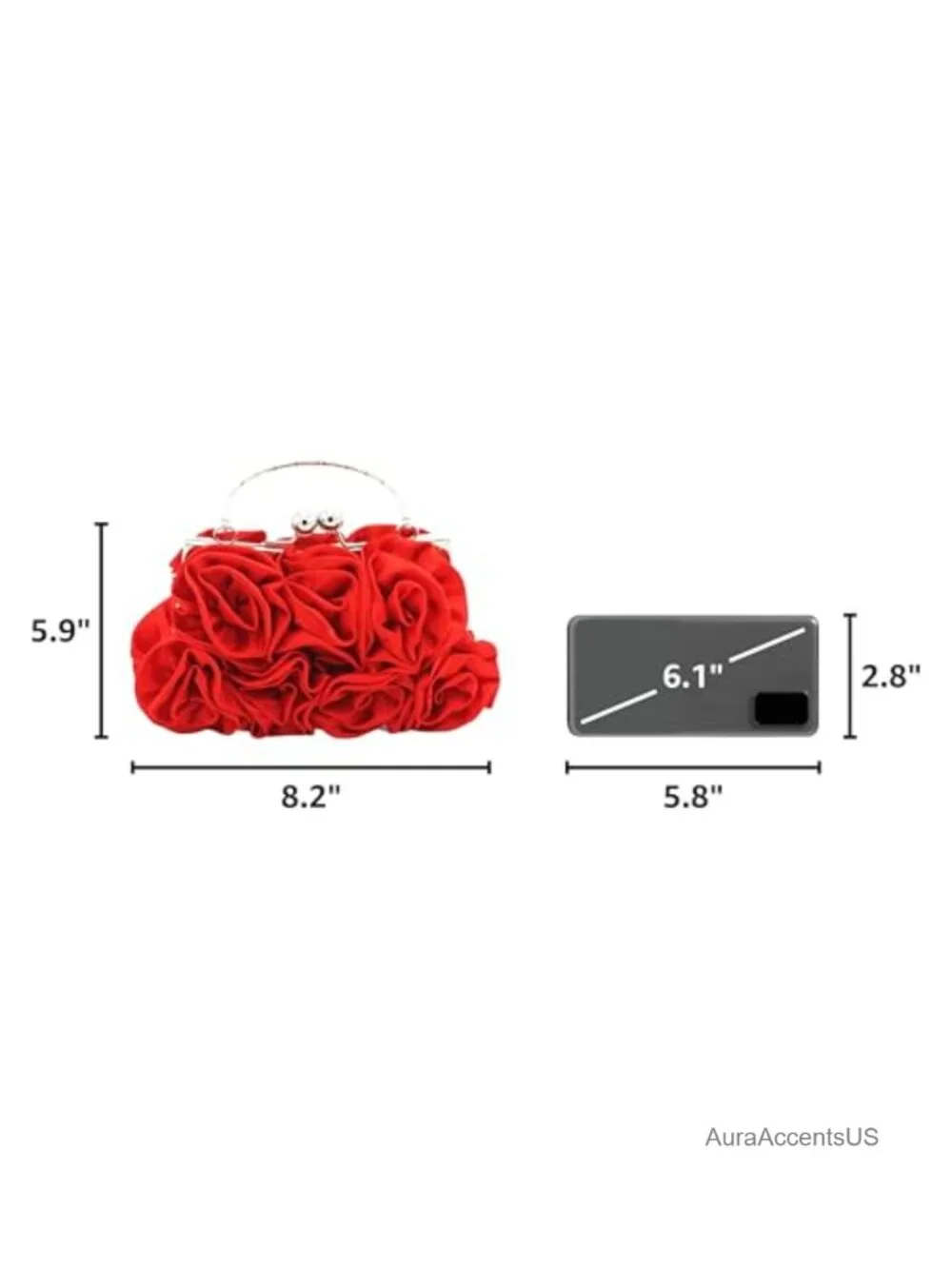 Evening Clutch Bag Satin Small Purse with Detachable Strap for Wedding Party
